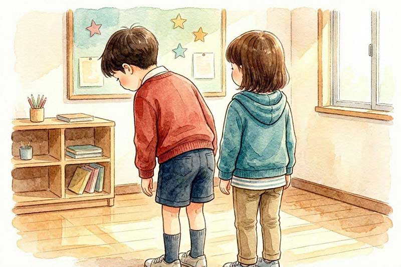 gambar ilustrasi anak membelakangi orang lain