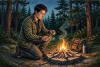 gambar ilustrasi orang menyalakan api