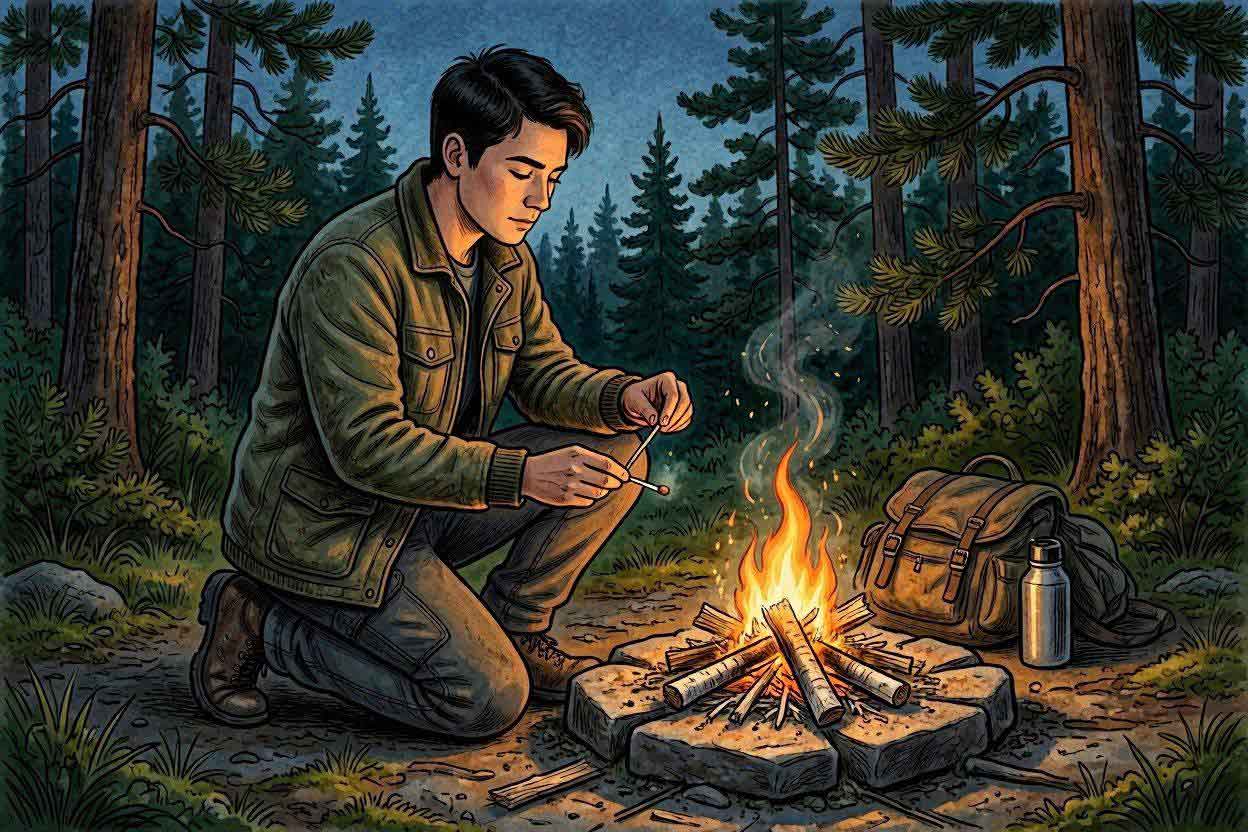 gambar ilustrasi orang menyalakan api