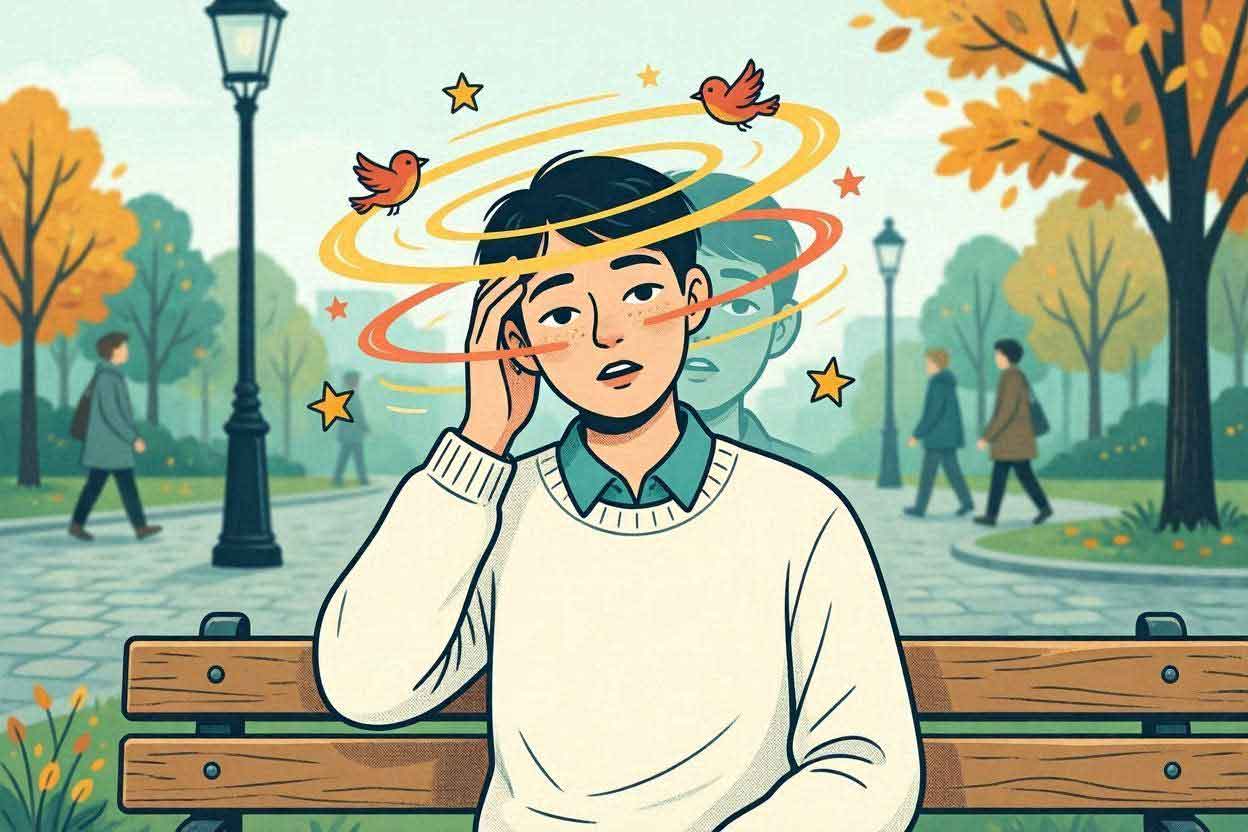 gambar ilustrasi orang sedang pusing