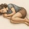 gambar ilustrasi tidur meringkuk dengan lutut ditekuk
